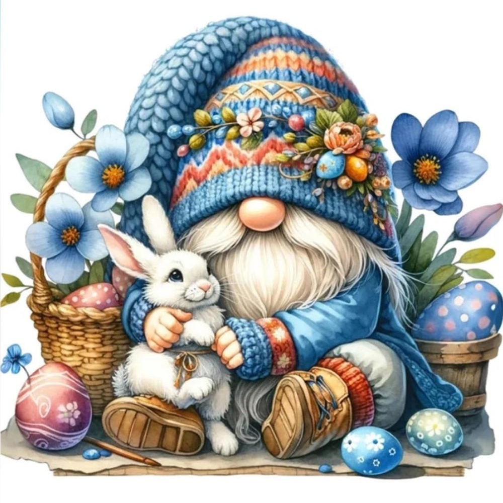 Easter Gnome Diamond Art 14x14 Bunny Eggs Basket